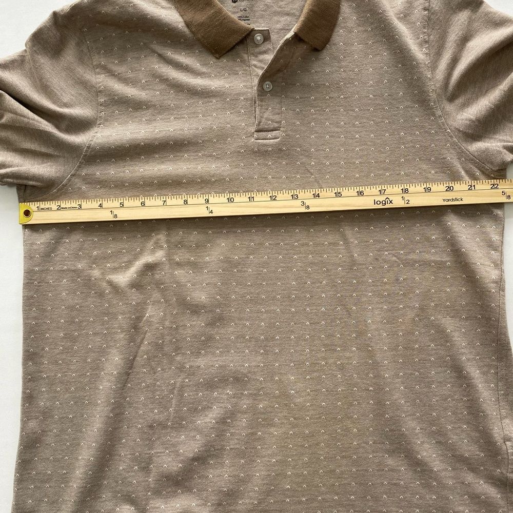 Haggar Men’s Tan Chevron Polo - 100% Cotton - Size L - Picture 5 of 6
